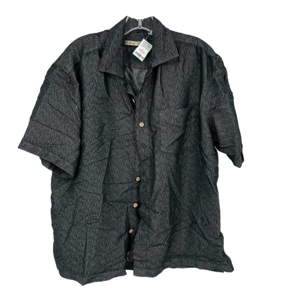 Batik Bay Black Gray Short Sleeve Button-Up Shirt | Mens L